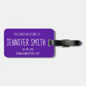 Jazz Dancer Personalisiert Dance Teacher Bag Lila Gepäckanhänger (Rückseite horizontal)