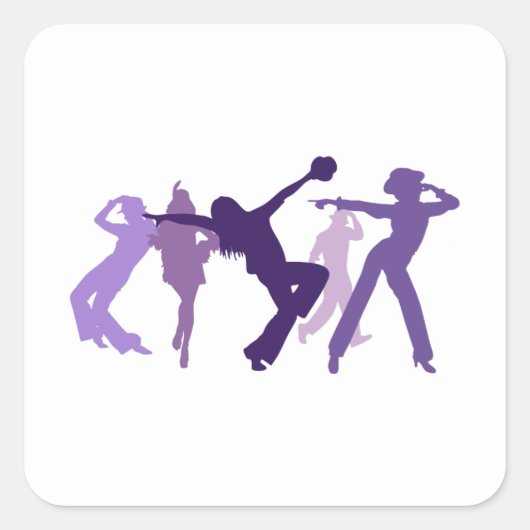 Jazz Dancers Illustration Quadratischer Aufkleber (Vorderseite)