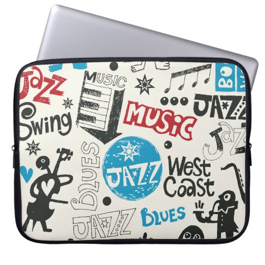 Jazz Doodle: Eclectic Music Mix Laptopschutzhülle (Vorderseite)
