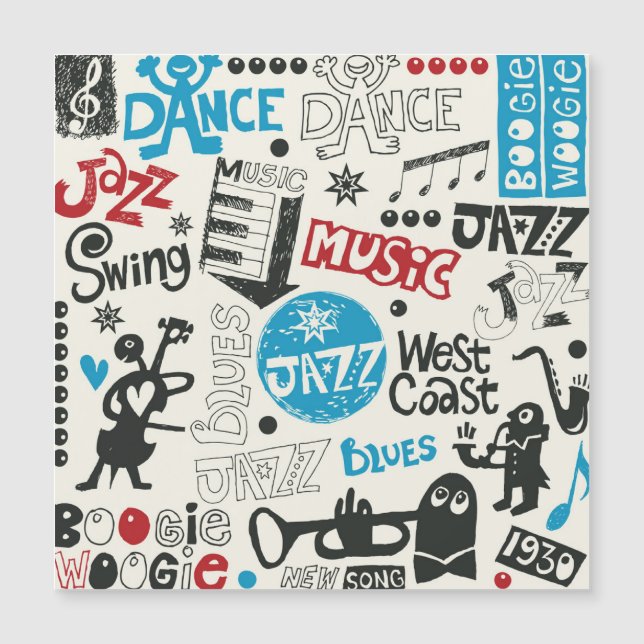 Jazz Doodle: Eclectic Music Mix Magnetkarte (Vorderseite)