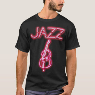 Jazz Double Bass Neon Design 1 T-Shirt