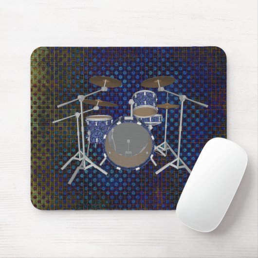 Jazz Drum Kit - Custom Blue Drums - Mousepad (Mit Mouse)