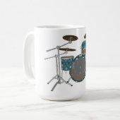 Jazz Drum Kit: Custom Green Drums Set: Kaffee Tass Kaffeetasse (Vorderseite Links)