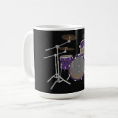 Jazz Drum Kit: Kundenspezifisches Violet Drums Set Kaffeetasse (Vorderseite Links)