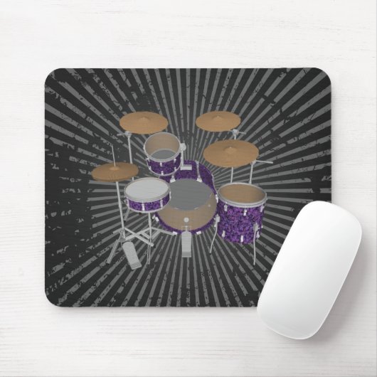Jazz Drum Set - Custom Violet Drums - Mousepad (Mit Mouse)