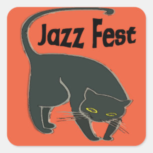 Jazz Fest Chat Noir, Rot 2015 Quadratischer Aufkleber