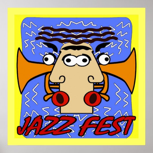 Jazz Fest Cubism Gesicht und Horn Poster (Vorne)