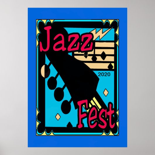 Jazz Fest Guitar in Blue 2020 Poster (Vorne)