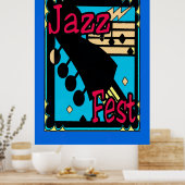 Jazz Fest Guitar in Blue Poster (Küche)