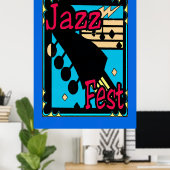 Jazz Fest Guitar in Blue Poster (Heimbüro)