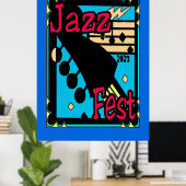 Jazz Fest Guitar in Blue Poster (Heimbüro)