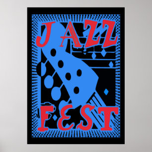 Jazz Fest Guitar in Blue zu Poster