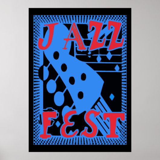 Jazz Fest Guitar in Blue zu Poster (Vorne)