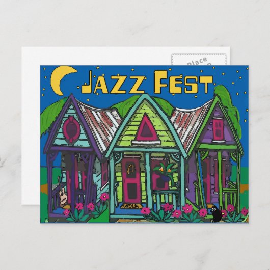 Jazz Fest Houses Postkarte (Vorne/Hinten)