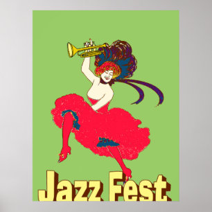 Jazz Fest Lady mit Horn Poster