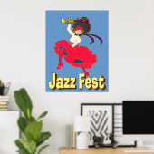 Jazz Fest Lady mit Horn Poster (Heimbüro)