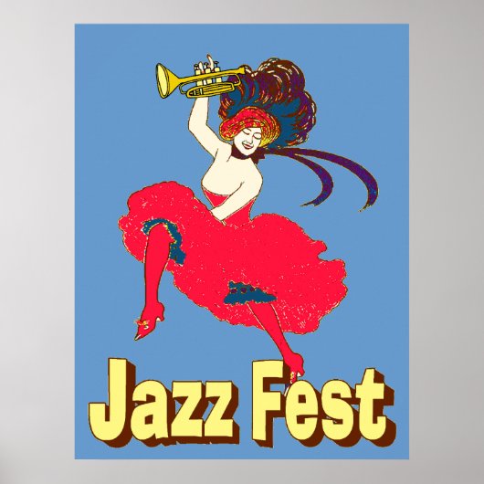 Jazz Fest Lady mit Horn Poster (Vorne)