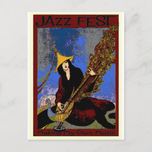 Jazz Fest Schaffen Sie meine eigene Musik Lute Pla Postkarte