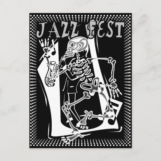 Jazz Fest Skeleton Postkarte (Vorderseite)