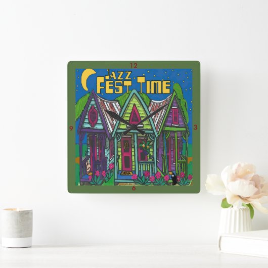 Jazz Fest Time Clock Quadratische Wanduhr (Zuhause)