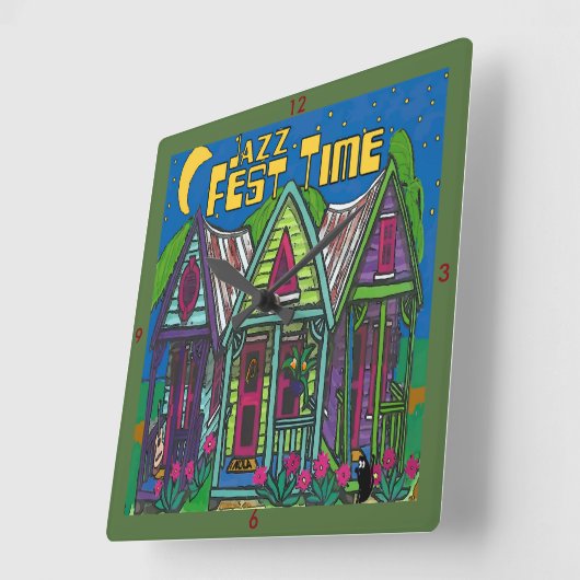 Jazz Fest Time Clock Quadratische Wanduhr (Winkel)