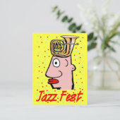 Jazz Fest Tuba Head Postkarte (Stehend Vorderseite)