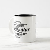 Jazz Guitar Word Cloud Black Text Zweifarbige Tasse (Vorderseite Links)