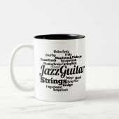 Jazz Guitar Word Cloud Black Text Zweifarbige Tasse (Links)