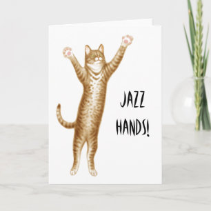Jazz Hands Cat Card Karte