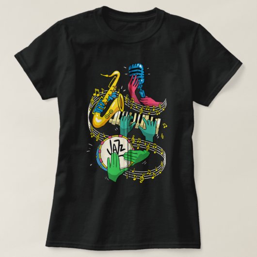 Jazz Hands Saxophone Player Music Lover Singer Zip T-Shirt (Design vorne)