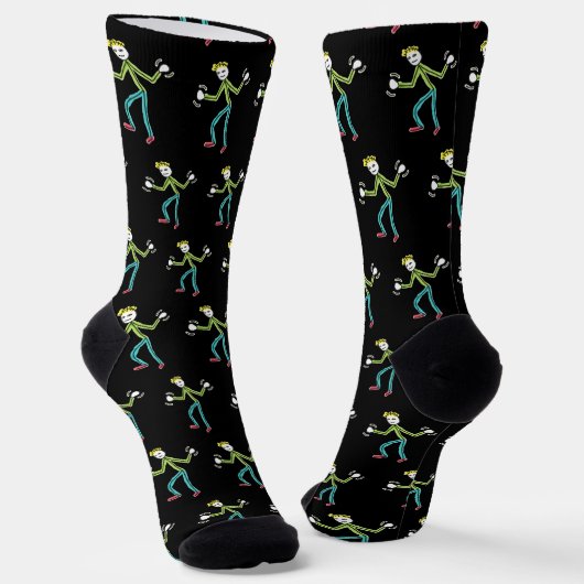 Jazz Hands Stickman Socken (Gewinkelt)