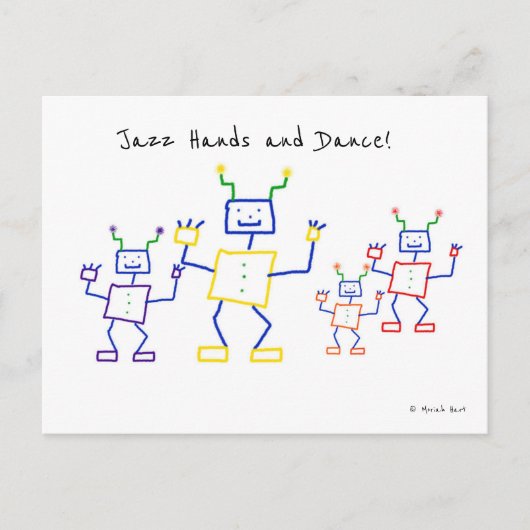 Jazz Hands und Tanzroboter Postkarte (Vorderseite)