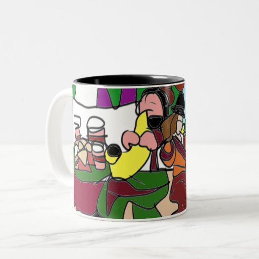 Jazz Herbstkaffee Zweifarbige Tasse (Vorderseite Links)