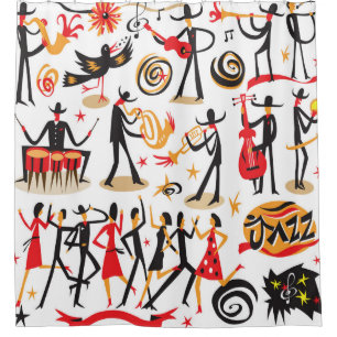 Jazz Icons Set: Abgeschiedener Hintergrund Duschvorhang