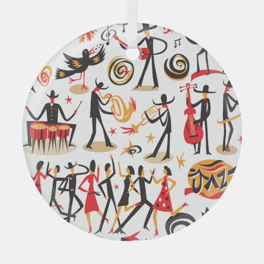 Jazz Icons Set: Abgeschiedener Hintergrund Ornament Aus Glas (Vorderseite)