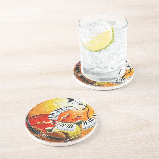 Jazz im Hügel-Getränk-Untersetzer Sandstein Untersetzer (Seite)