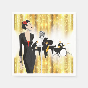Jazz in der Park-Cocktail-Serviette, Musik-Thema Serviette