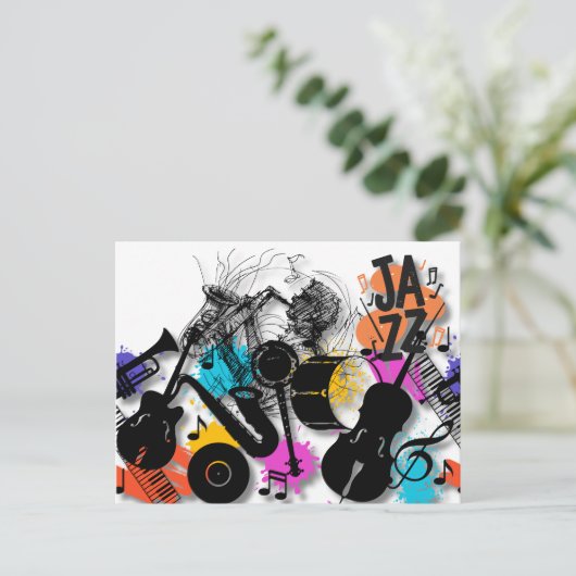 Jazz in Motion - Bold Musical Abstrakt Postkarte (Stehend Vorderseite)