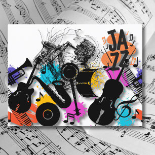 Jazz in Motion - Bold Musical Abstrakt Postkarte