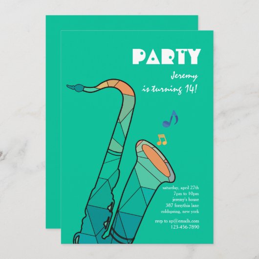 Jazz It up Invasion Einladung (Vorne/Hinten)