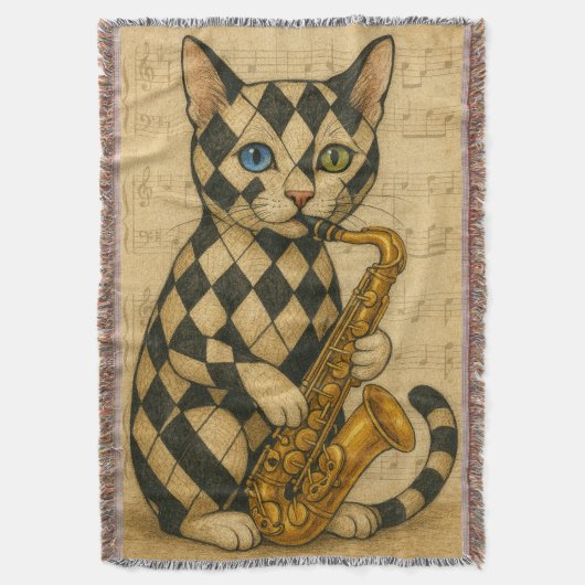 Jazz-Katze Decke (Vorderseite Vertikal)