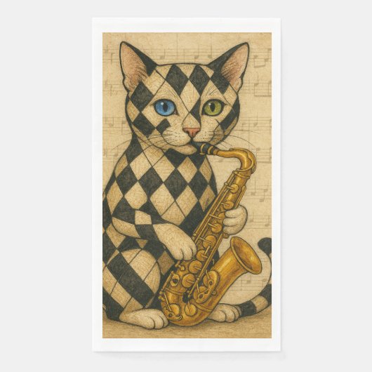 Jazz-Katze Serviette (Vorderseite)