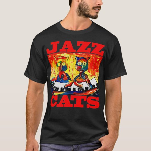 Jazz Katzen für Cat Lover Katze Klavier Niedlich s T-Shirt (Vorderseite)