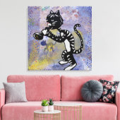 Jazz Kitty Wrapped Canvas Print Leinwanddruck (Insitu (Wohnzimmer))
