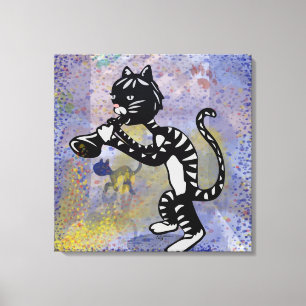 Jazz Kitty Wrapped Canvas Print Leinwanddruck
