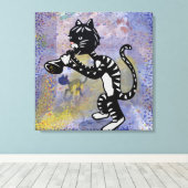 Jazz Kitty Wrapped Canvas Print Leinwanddruck (Insitu (Holzboden))