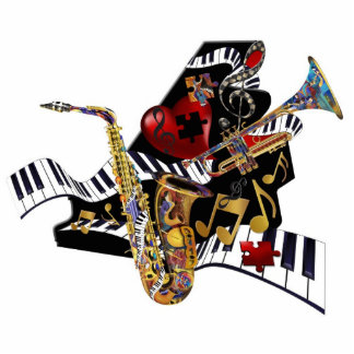 Jazz-Klavier-Saxophon-Trompete-Kunst-Skulptur Freistehende Fotoskulptur