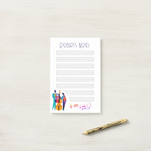 Jazz Lick Inspiriert "Note" Pad mit Musikerinnen Post-it Klebezettel (Auf Schreibtisch)
