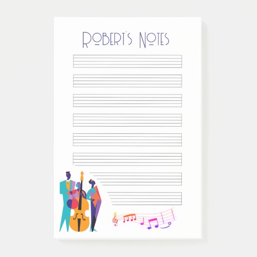 Jazz Lick Inspiriert "Note" Pad mit Musikerinnen Post-it Klebezettel (Vorderseite)