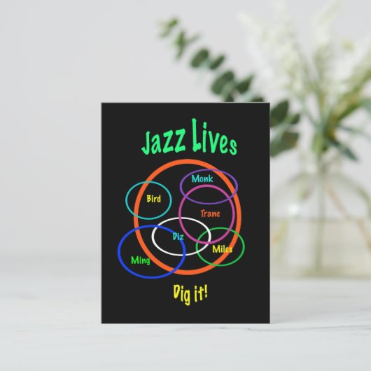Jazz Lives Postkarte (Stehend Vorderseite)
